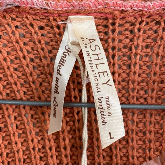 Ashley by 26 International NWT Coral Orange Knit a sweater Cardigan Size Large - Picture 10 of 12